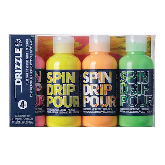 FolkArt&#xAE; Drizzle&#x2122; 4 Color Neon Paint Set